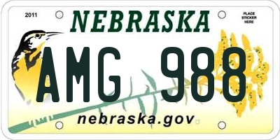 NE license plate AMG988