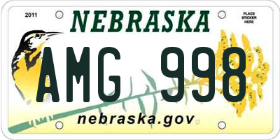 NE license plate AMG998