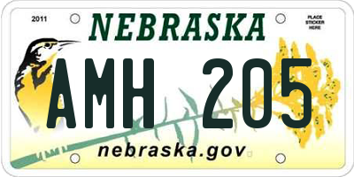 NE license plate AMH205