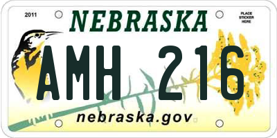 NE license plate AMH216