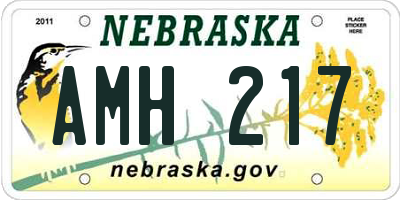 NE license plate AMH217