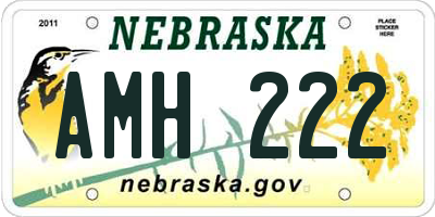 NE license plate AMH222