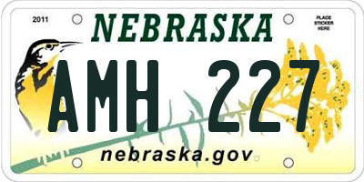 NE license plate AMH227