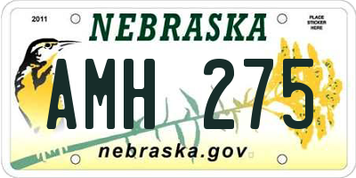 NE license plate AMH275