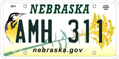 NE license plate AMH311