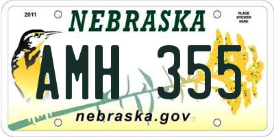 NE license plate AMH355