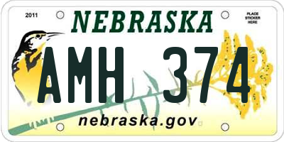 NE license plate AMH374