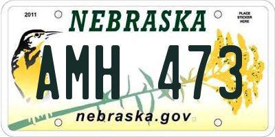 NE license plate AMH473