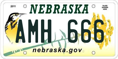 NE license plate AMH666