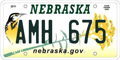 NE license plate AMH675