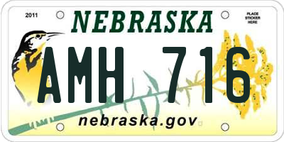 NE license plate AMH716