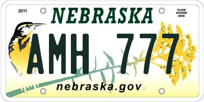 NE license plate AMH777