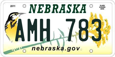 NE license plate AMH783