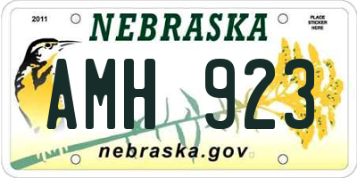 NE license plate AMH923