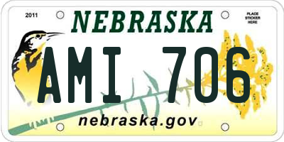 NE license plate AMI706