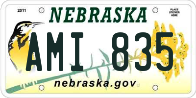 NE license plate AMI835