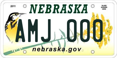 NE license plate AMJ000