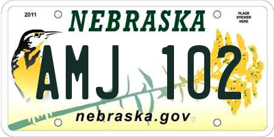 NE license plate AMJ102