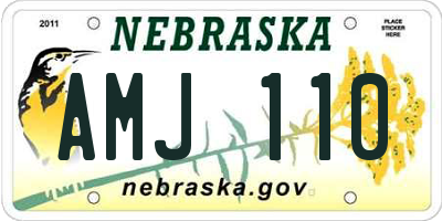 NE license plate AMJ110