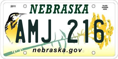 NE license plate AMJ216
