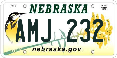 NE license plate AMJ232