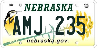 NE license plate AMJ235