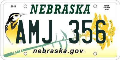 NE license plate AMJ356