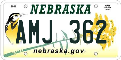 NE license plate AMJ362