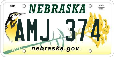 NE license plate AMJ374