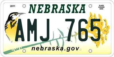 NE license plate AMJ765