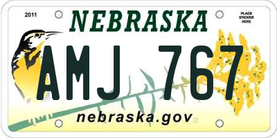 NE license plate AMJ767
