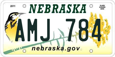 NE license plate AMJ784