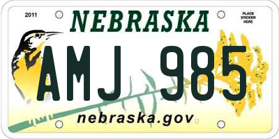 NE license plate AMJ985