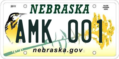NE license plate AMK001