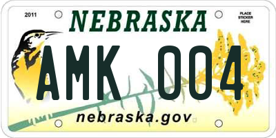 NE license plate AMK004
