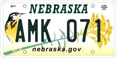 NE license plate AMK071