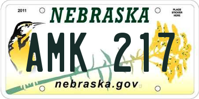 NE license plate AMK217