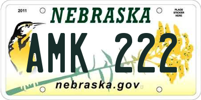 NE license plate AMK222