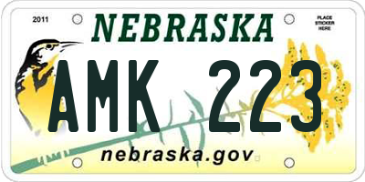 NE license plate AMK223
