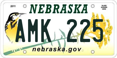 NE license plate AMK225