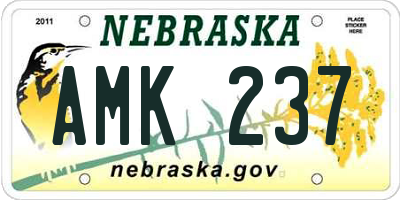 NE license plate AMK237