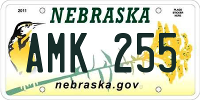 NE license plate AMK255
