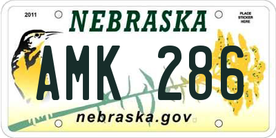 NE license plate AMK286