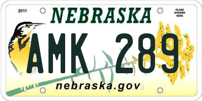 NE license plate AMK289