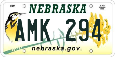 NE license plate AMK294