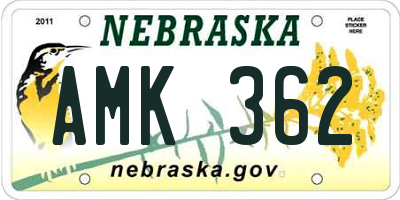 NE license plate AMK362