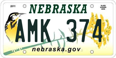 NE license plate AMK374