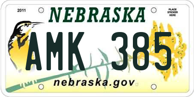 NE license plate AMK385