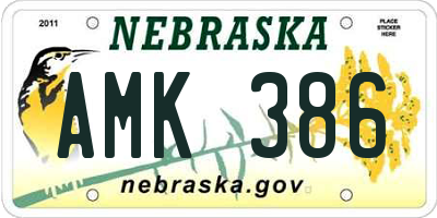 NE license plate AMK386