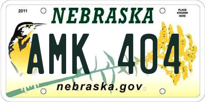 NE license plate AMK404